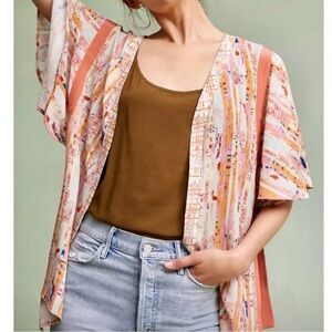 Anthropologie Pink and Orange Kimono Blouse